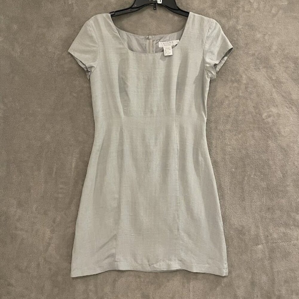 Raw Silk Tweeds Dress Womens‎ 6P Gray Short Sleeve Fitted Sheath Petites Classic
